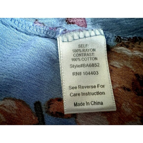 blu pepper Womens L Floral BoHo Peasant Tunic Top Crochet Detail Long Sleeve - Picture 8 of 8